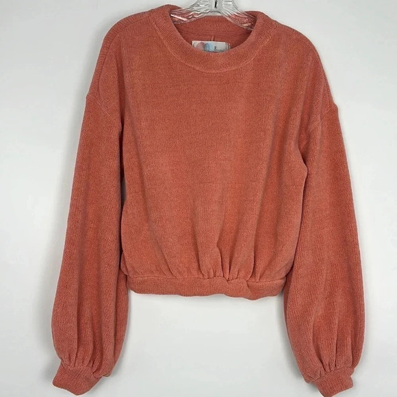 Free People Beach Terry Cloth Pullover Sweatshirt Cinched Waist Size XS - Picture 3 of 14